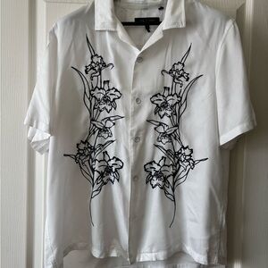 rag & bone White Shirt with Blue Floral Design